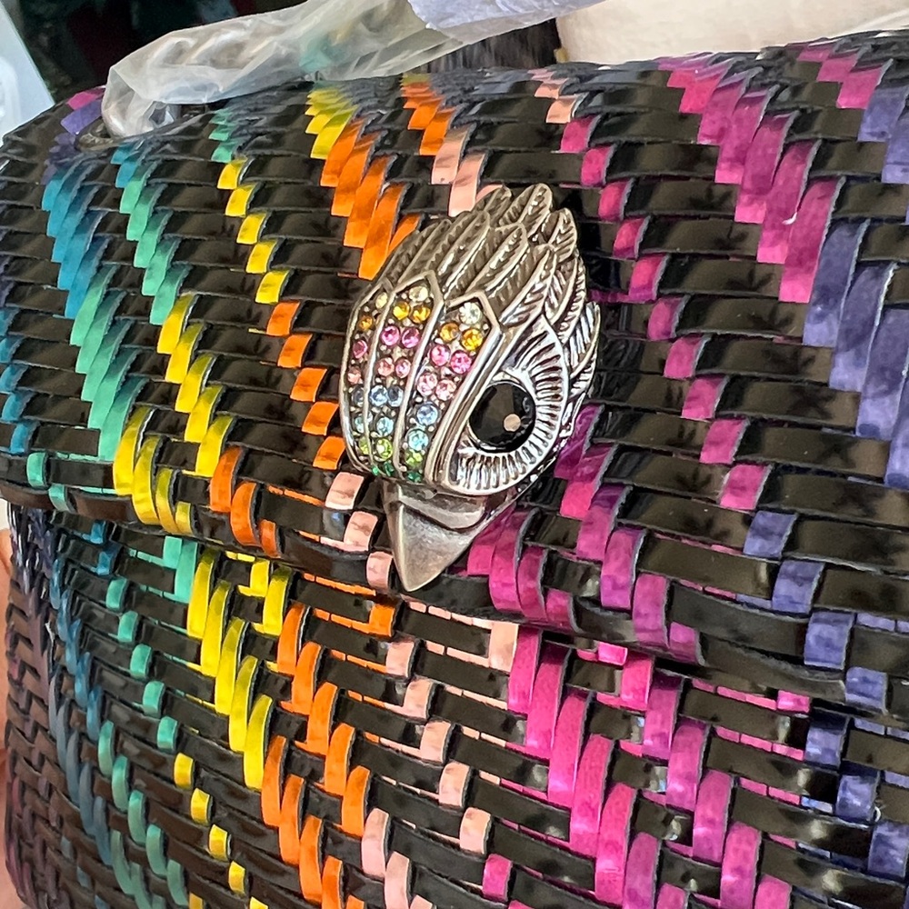 KURT GEIGER Kensington woven rainbow patent metallic convertible bag on chain - Picture 14 of 16